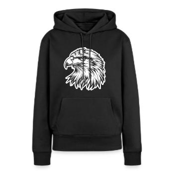 Aigle Tête d’aigle - Sweat à capuche Premium bio Femme - noir - Devant - Julia (174cm)