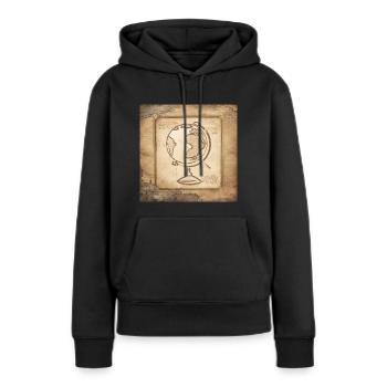 Geografie - Globus & Zeigestock / Vintage Kunst - Frauen Premium Bio Hoodie - Schwarz - Vorne - Julia (174cm)