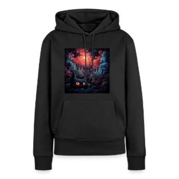 Black Cat Wunderland 3 - Frauen Premium Bio Hoodie - Schwarz - Vorne - Julia (174cm)