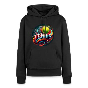 Tennis ist der Sport für Frauen und Männer - Frauen Premium Bio Hoodie - Schwarz - Vorne - Julia (174cm)