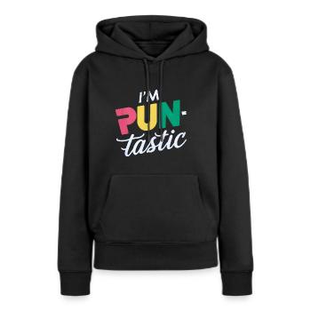 Je suis un jeu de mots - Sweat à capuche Premium bio Femme - noir - Devant - Julia (174cm)