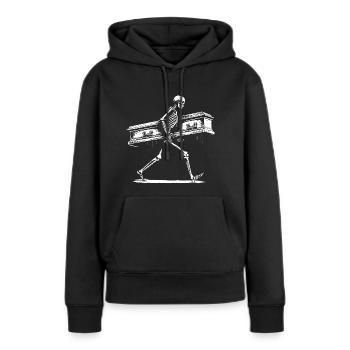 squelette portant le cercueil - Sweat à capuche Premium bio Femme - noir - Devant - Julia (174cm)