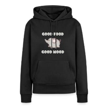Gros éléphant mangeant de gros cadeau de bande dessinée - Sweat à capuche Premium bio Femme - noir - Devant - Julia (174cm)