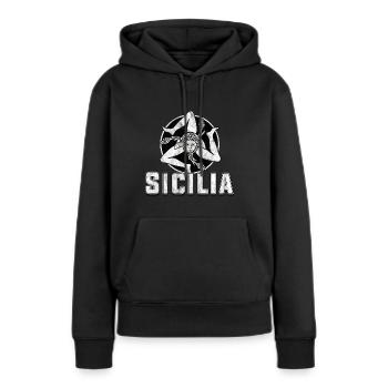 Sicile - Sweat à capuche Premium bio Femme - noir - Devant - Julia (174cm)