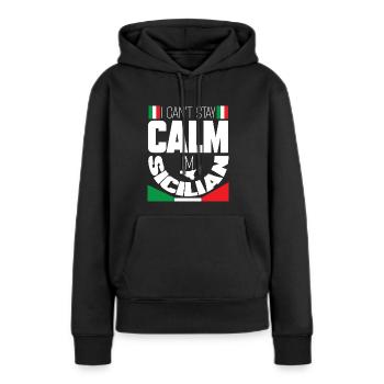 Sicile - Sweat à capuche Premium bio Femme - noir - Devant - Julia (174cm)