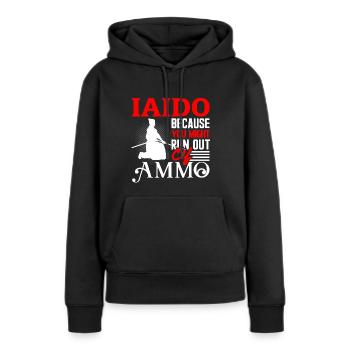 Iaido - Sweat à capuche Premium bio Femme - noir - Devant - Julia (174cm)