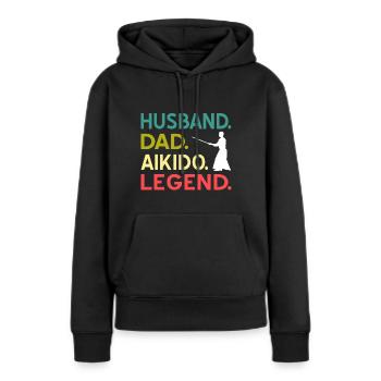 Aïkido - Sweat à capuche Premium bio Femme - noir - Devant - Julia (174cm)