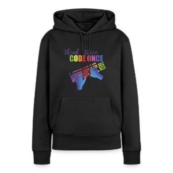 Programmeurs - Sweat à capuche Premium bio Femme - noir - Devant - Julia (174cm)