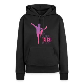 Tai Chi - Sweat à capuche Premium bio Femme - noir - Devant - Julia (174cm)