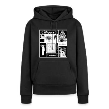 FISCHE - Frauen Premium Bio Hoodie - Schwarz - Vorne - Julia (174cm)
