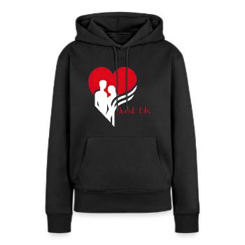 Unité de l’emblème d’amour - Sweat à capuche Premium bio Femme - noir - Devant - Julia (174cm)