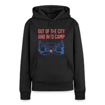 Hors de la ville Camping Forest Camper Woods - Sweat à capuche Premium bio Femme - noir - Devant - Julia (174cm)