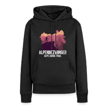 Alpenüberquerung Alpe Adria Trail Alpenbezwinger - Frauen Premium Bio Hoodie - Schwarz - Vorne - Julia (174cm)