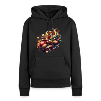 Billard spielen mit dem Queue am Billardtisch - Frauen Premium Bio Hoodie - Schwarz - Vorne - Julia (174cm)