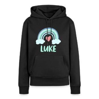 Luke Name Regenbogen Baby - Frauen Premium Bio Hoodie - Schwarz - Vorne - Julia (174cm)