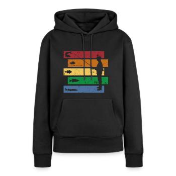 Vintage Retro Angler Fischen Angeln Angel Fischer - Frauen Premium Bio Hoodie - Schwarz - Vorne - Julia (174cm)