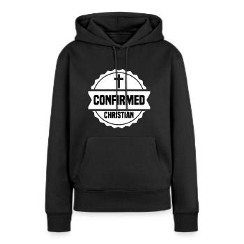 Confirmation catholique Confirmé Ki chrétienne - Sweat à capuche Premium bio Femme - noir - Devant - Julia (174cm)
