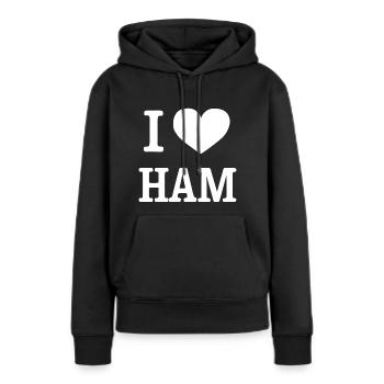 Schinken - Frauen Premium Bio Hoodie - Schwarz - Vorne - Julia (174cm)