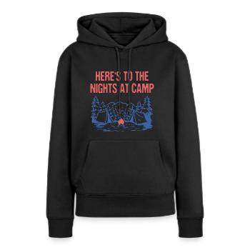 Nuits au Camp Camping Forest Camper Woods - Sweat à capuche Premium bio Femme - noir - Devant - Julia (174cm)
