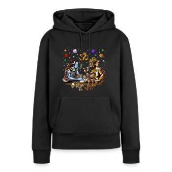 Shiva contre Ganesha - Sweat à capuche Premium bio Femme - noir - Devant - Julia (174cm)