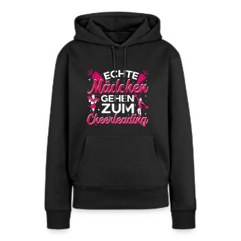 Cheerleading Echte Mädchen gehen zum Cheerleading - Frauen Premium Bio Hoodie - Schwarz - Vorne - Julia (174cm)