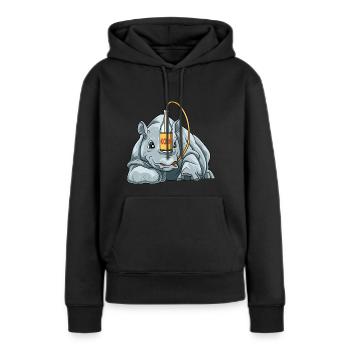 Lustiges Nashorn mit Korn - Frauen Premium Bio Hoodie - Schwarz - Vorne - Julia (174cm)