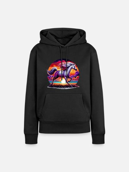 Arabische Pferdekunst - Frauen Premium Bio Hoodie - Schwarz