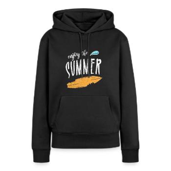 Profiter de l'été - Surf d'été - Sweat à capuche Premium bio Femme - noir - Devant - Julia (174cm)