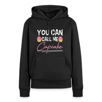 Mignon tu peux m’appeler cupcake pâtisserie glaçage rose - Sweat à capuche Premium bio Femme - noir - Devant - Julia (174cm)