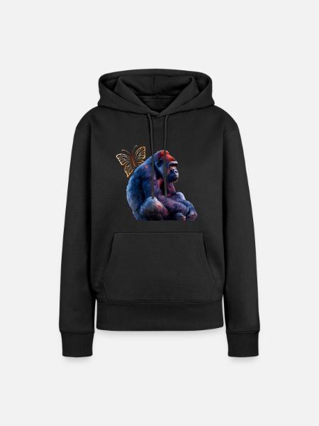 Affe - Frauen Premium Bio Hoodie - Schwarz