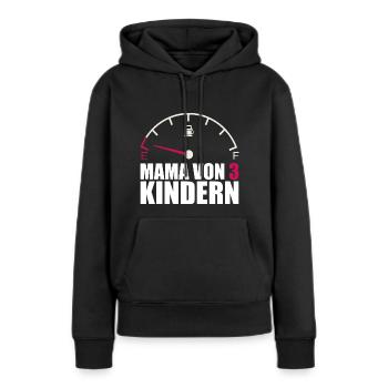 Mama von 3 Kindern Tankanzeige Energie Kraftlos - Frauen Premium Bio Hoodie - Schwarz - Vorne - Julia (174cm)