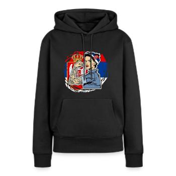 Serbe Serbie Serbe - Sweat à capuche Premium bio Femme - noir - Devant - Julia (174cm)