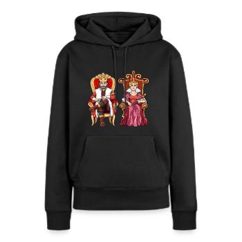 König Königin mit Krone auf dem Thron. - Frauen Premium Bio Hoodie - Schwarz - Vorne - Julia (174cm)