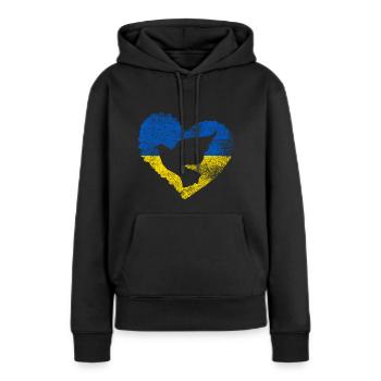 Ukraine - Sweat à capuche Premium bio Femme - noir - Devant - Julia (174cm)