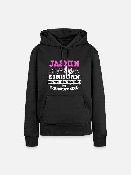 Jasmin Einhorn - Frauen Premium Bio Hoodie - Schwarz