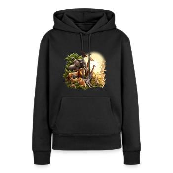 Safari Serengeti Savanne Wildtiere Afrika - Frauen Premium Bio Hoodie - Schwarz - Vorne - Julia (174cm)
