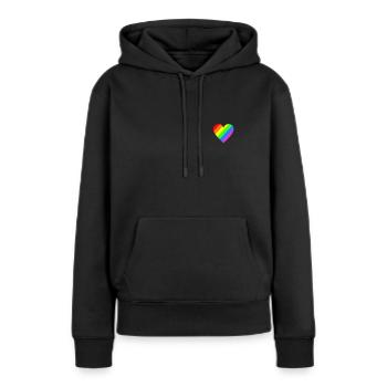 Rainbow Heart LGBT CSD - Women’s Premium Organic Hoodie - black - Front - Julia (174cm)