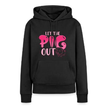 Laissez sortir le cochon. - Sweat à capuche Premium bio Femme - noir - Devant - Julia (174cm)