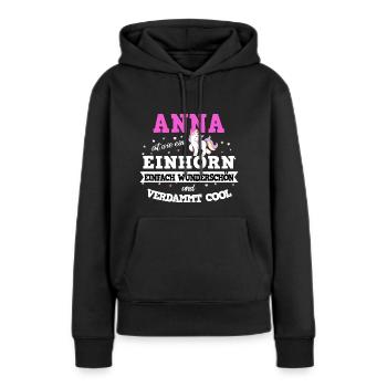 Anna Frauen Einhorn Geschenk - Frauen Premium Bio Hoodie - Schwarz - Vorne - Julia (174cm)