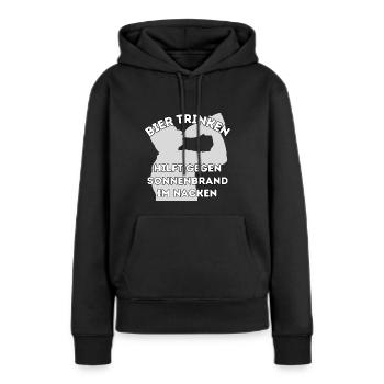 Bier trinken hilft gegen Sonnenbrand im Nacken - Frauen Premium Bio Hoodie - Schwarz - Vorne - Julia (174cm)