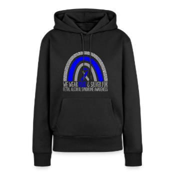 Coor Rainbow Art Nous portons du bleu et de l’argent pour le fœtus - Sweat à capuche Premium bio Femme - noir - Devant - Julia (174cm)