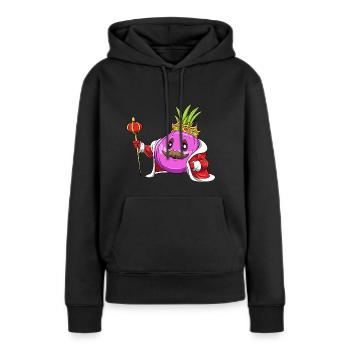 Zwiebel Krone Zepter King - Frauen Premium Bio Hoodie - Schwarz - Vorne - Julia (174cm)