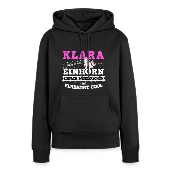 Klara Mädchen Frauen Geschenk - Frauen Premium Bio Hoodie - Schwarz - Vorne - Julia (174cm)