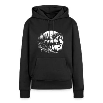 Pferde reiten im Wald Reitsport Pferd Mädchen - Frauen Premium Bio Hoodie - Schwarz - Vorne - Julia (174cm)