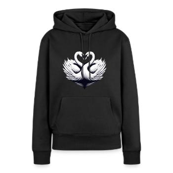 Schwan diese zwei Schwäne bilden ein Herz für dich - Frauen Premium Bio Hoodie - Schwarz - Vorne - Julia (174cm)