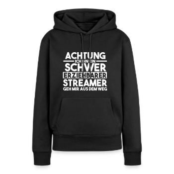 Gaming Zocken Zocker Gamer Streaming Streamer - Frauen Premium Bio Hoodie - Schwarz - Vorne - Julia (174cm)