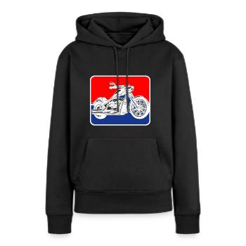 Logo de la moto américaine Chopper - Sweat à capuche Premium bio Femme - noir - Devant - Julia (174cm)