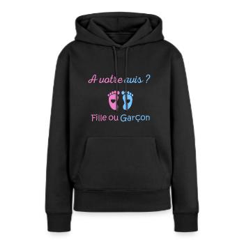 A votre avis fille ou garçon - Sweat à capuche Premium bio Femme - noir - Devant - Julia (174cm)
