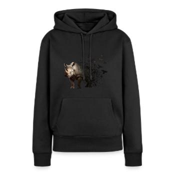Nashorn - Frauen Premium Bio Hoodie - Schwarz - Vorne - Julia (174cm)