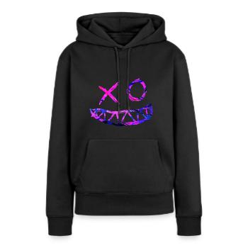Zwinker Smiley - Rave - Frauen Premium Bio Hoodie - Schwarz - Vorne - Julia (174cm)